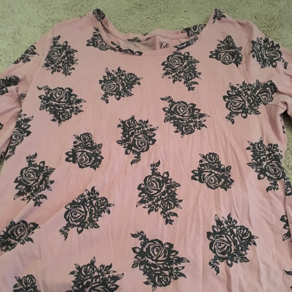 Pink/Black Rose Massini Sleeved Top